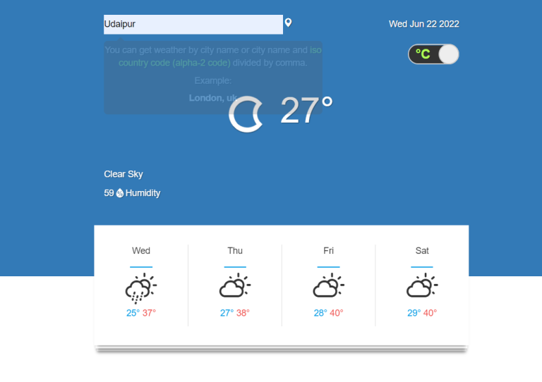 Weather App Using Html Css And Javascript Weather App Code