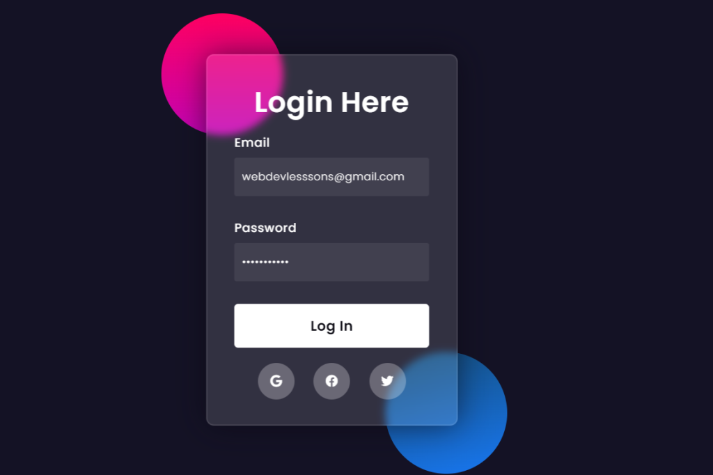 Glassmorphism Login Form Using HTML and CSS Code
