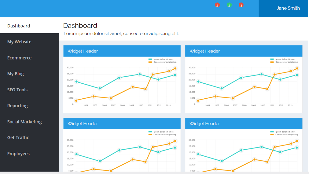 Simple Dashboard Using HTML And CSS Source Code 