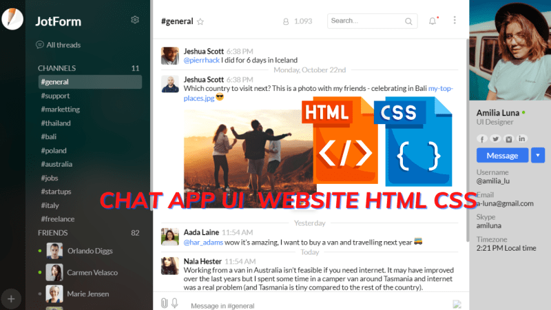 Create Chat App Using HTML And CSS (Source Code)