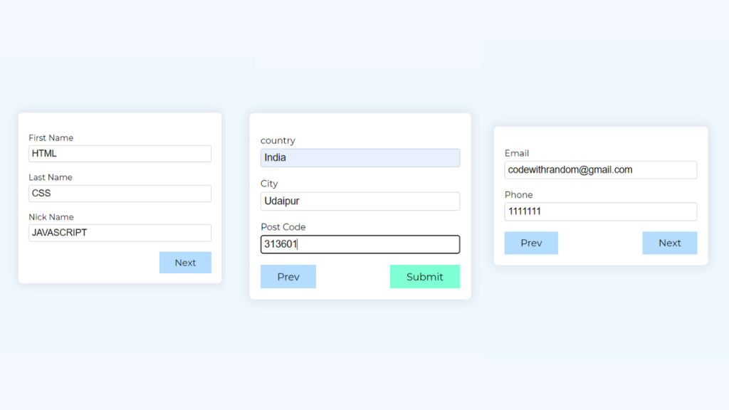 Multi-Step Form Using Css