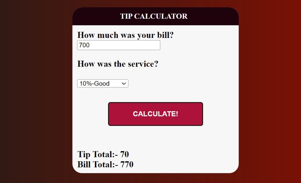 Tip Calculator in JavaScript