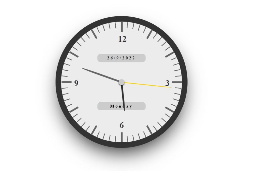 Analog Clock Using HTML , CSS And Javascript