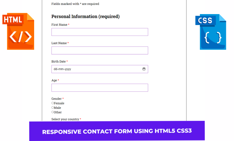 Responsive Contact Form Using HTML And CSS (Source Code)