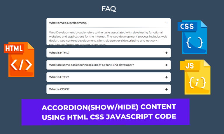 Accordion(FAQ) Using HTML,CSS And JavaScript (Source Code)