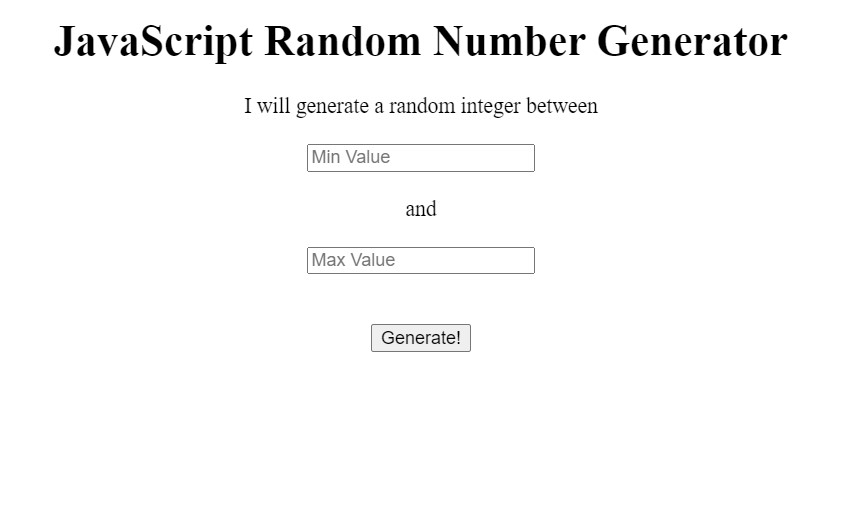 Random Number Generator Using HTML Code