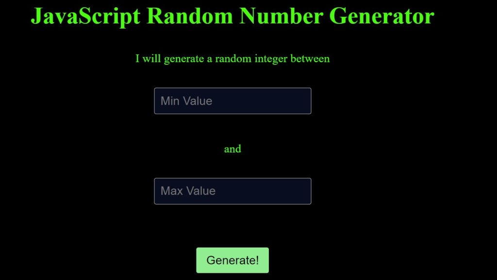 random number generator html code