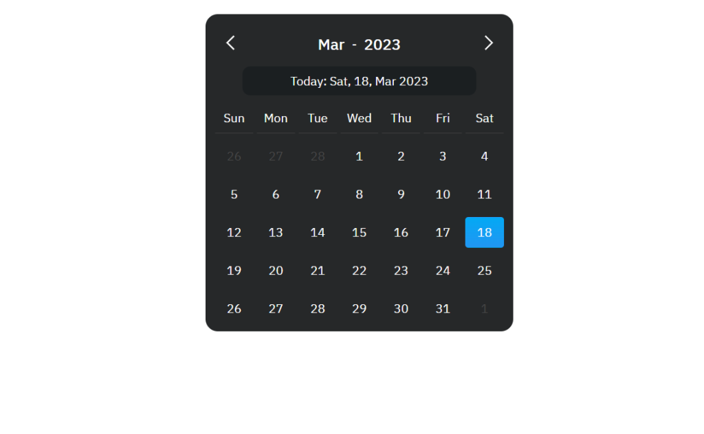 Calendar Using HTML ,CSS, And JavaScript (Source Code)