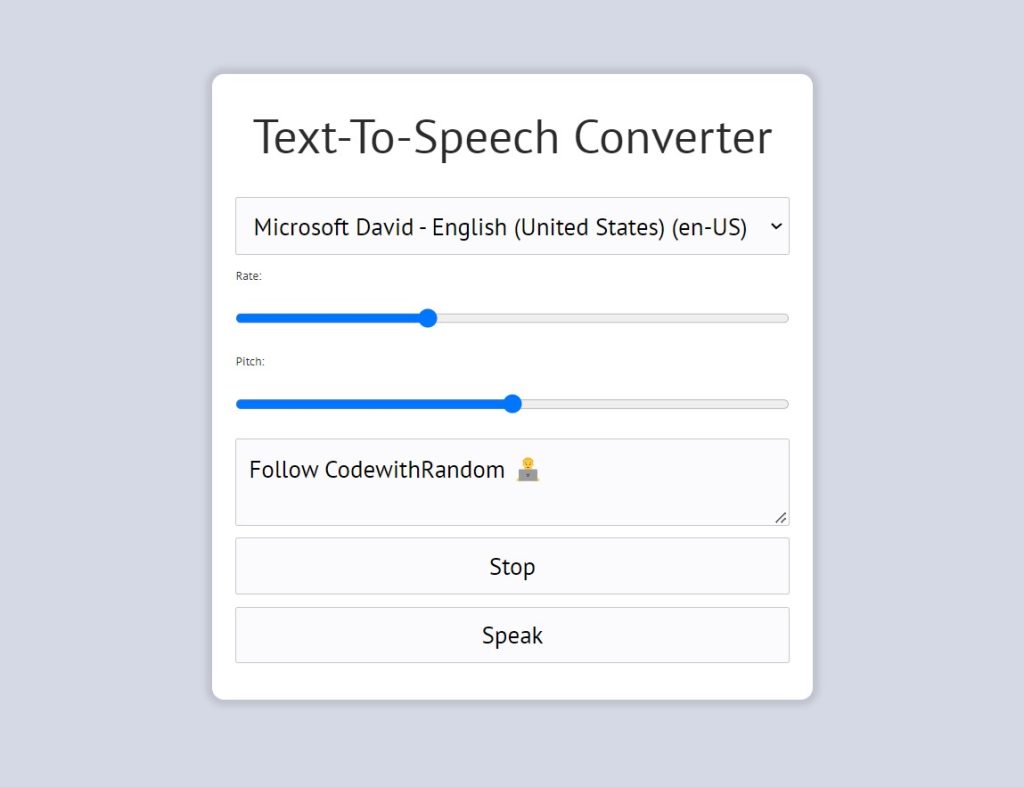 Text To Speech Converter Using HTML ,CSS & Javascript