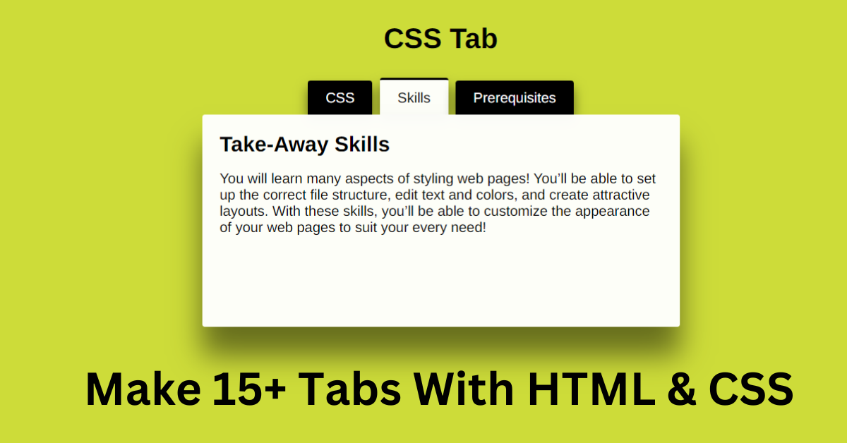 Make 15 Tabs With HTML CSS