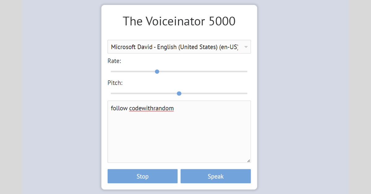 Text To Speech Using HTML And JavaScript Source Code 