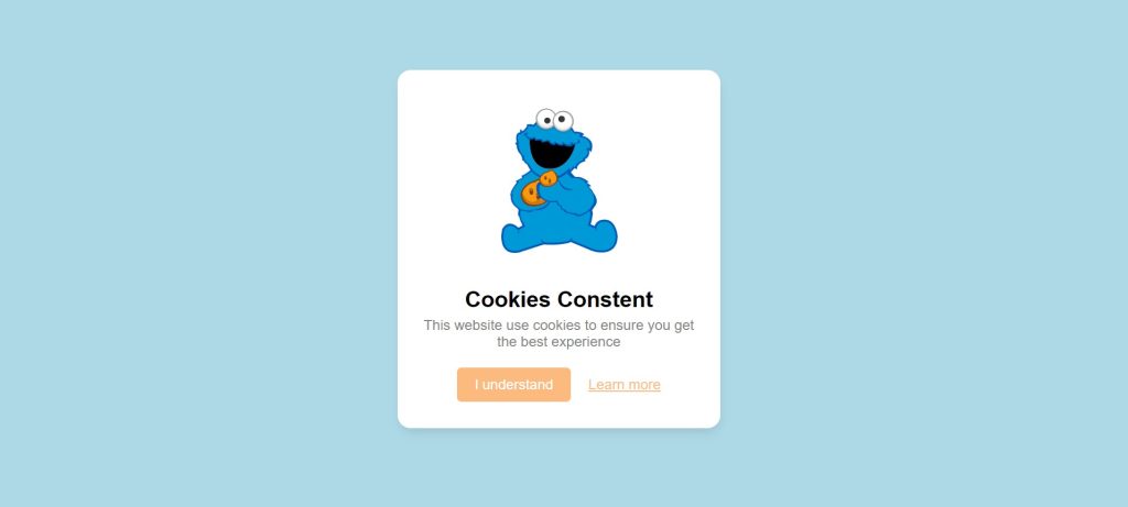 Cookie Consent Box using HTML, CSS and JavaScript