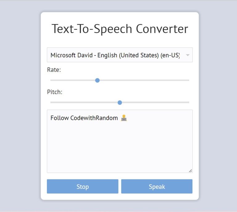 Text To Speech Using HTML And JavaScript (Source Code)