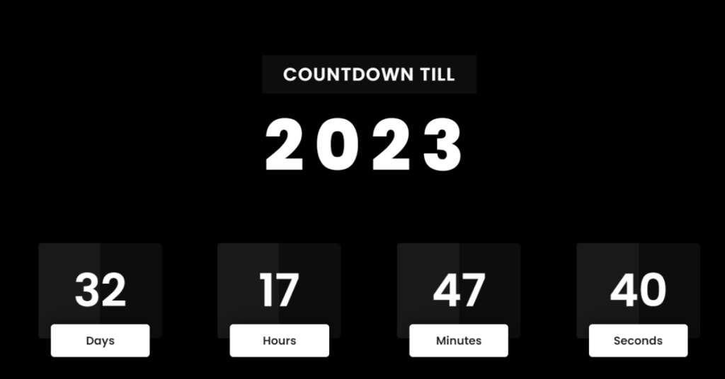 New Year Countdown using HTML, CSS & JavaScript (for 2023)