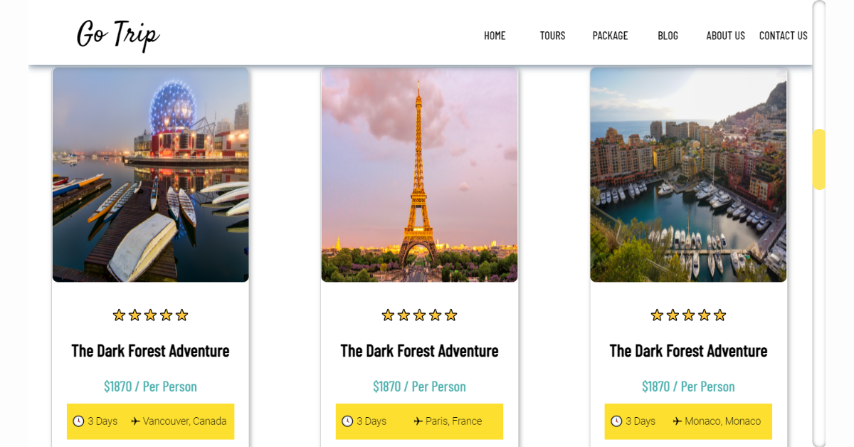 tourism website using html and css