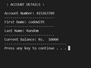 Bank Account Information Project using C++