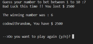 Creating a Casino Game using C++