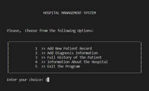 Hospital Record System using C++