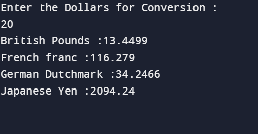 Simple Currency Convertor using C++