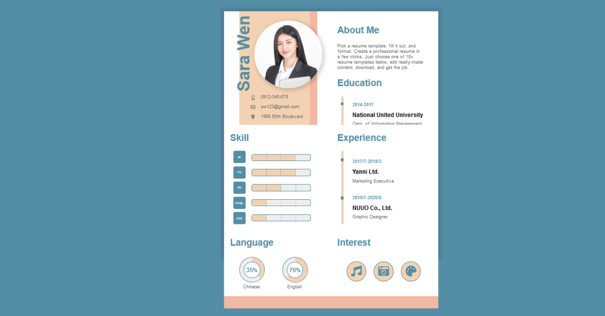 40-html-css-resume-for-freshers-codewithrandom