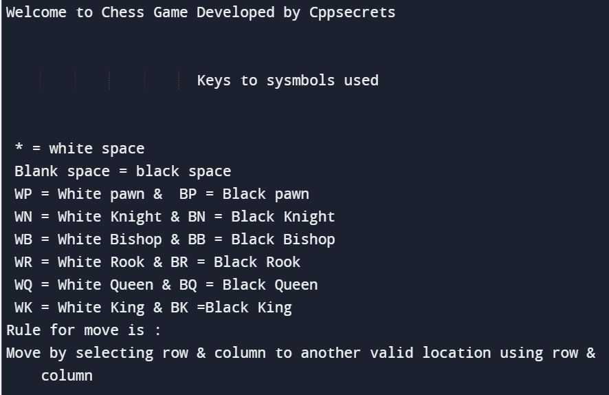 Chess Game in C++ 
